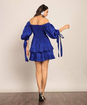 Blue glaze cotton solid dress 6