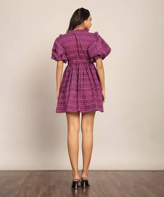 Purple cotton geometric dress 6