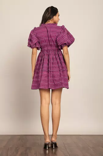 Purple cotton geometric dress