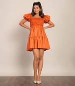 Orange glaze cotton solid dress