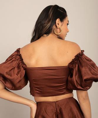 Coffee brown glaze cotton solid top 6