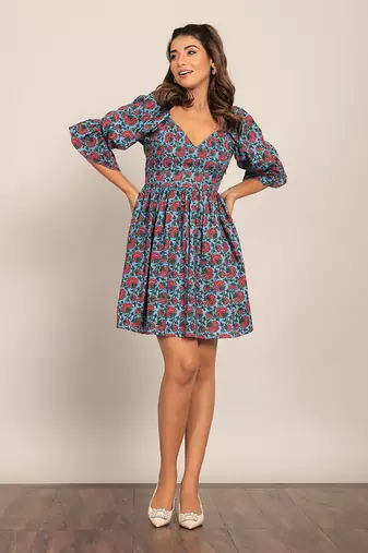 Multi cotton floral dress