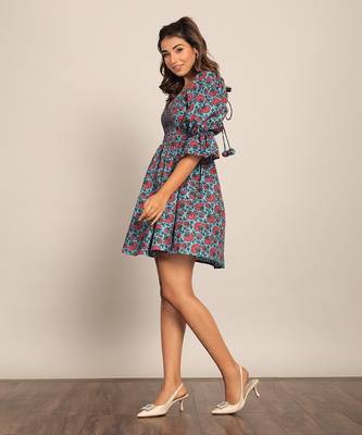 Multi cotton floral dress 4