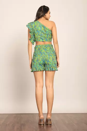 Green cotton geometric co-ord set