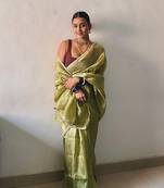 Parrot Colour Tissue Silk Party Wear Saree With Blouse 