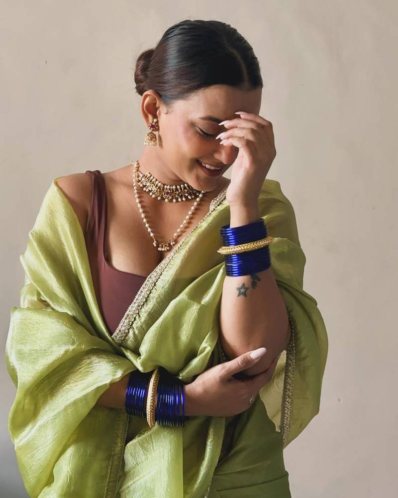 Parrot Colour Tissue Silk Party Wear Saree With Blouse 