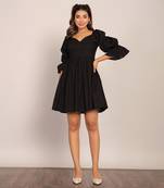 Black cotton solid dress