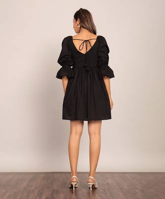 Black cotton solid dress 6