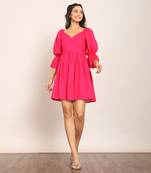 Pink cotton solid dress