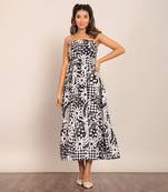 Black and white fionna georgette floral dress