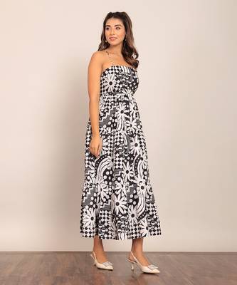 Black and white fionna georgette floral dress 3