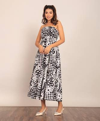 Black and white fionna georgette floral dress 4