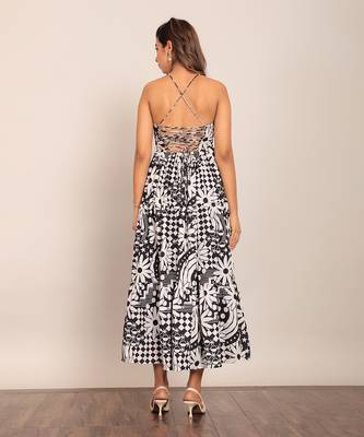 Black and white fionna georgette floral dress 6
