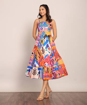 Multi fionna georgette geometric dress 3