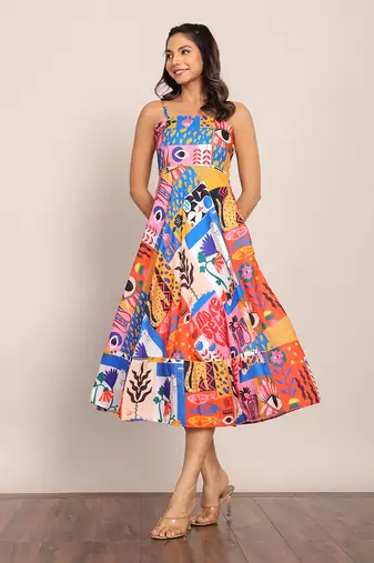 Multi fionna georgette geometric dress