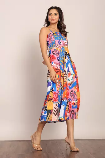 Multi fionna georgette geometric dress