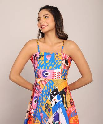 Multi fionna georgette geometric dress 5