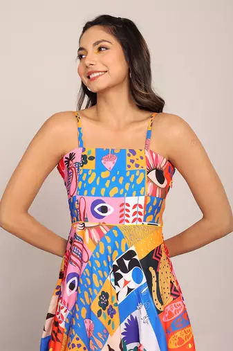 Multi fionna georgette geometric dress