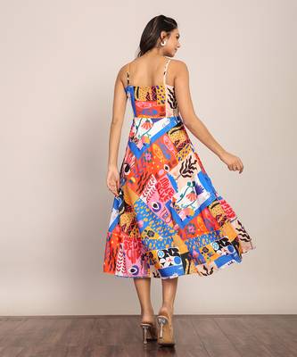 Multi fionna georgette geometric dress 6