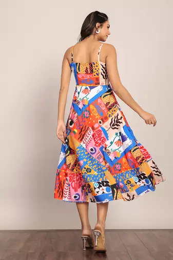 Multi fionna georgette geometric dress