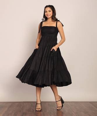 Black organza solid dress 1