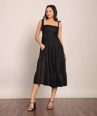 Black organza solid dress 3