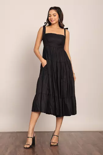 Black organza solid dress