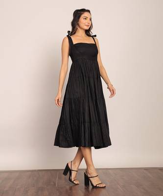Black organza solid dress 4