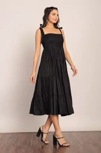 Black organza solid dress