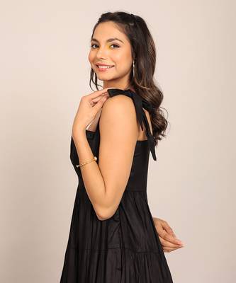 Black organza solid dress 5