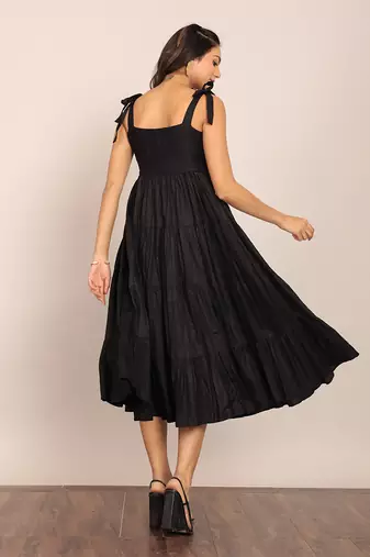 Black organza solid dress