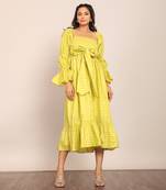 Green cotton geometric dress