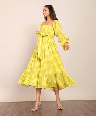 Green cotton geometric dress 3