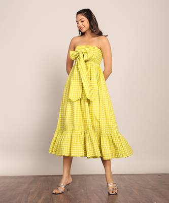 Green cotton geometric dress 4