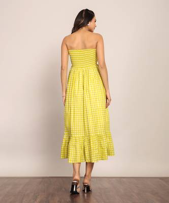 Green cotton geometric dress 6