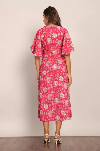 Pink and white cotton floral dress