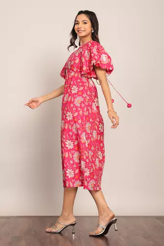 Pink and white cotton floral dress