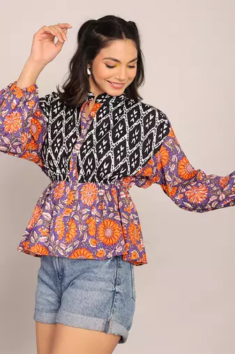 Multi cotton floral top