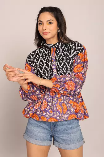Multi cotton floral top