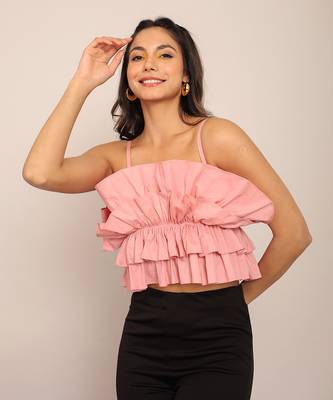 Pink cotton solid top 1