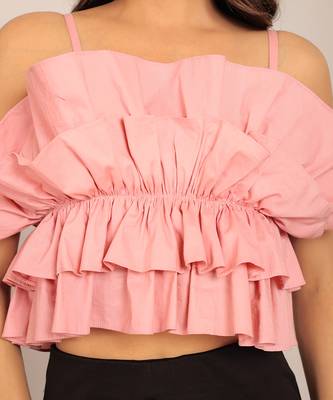 Pink cotton solid top 4