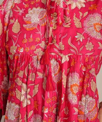 Pink and multi cotton floral top 5