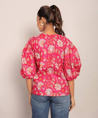 Pink and multi cotton floral top 6