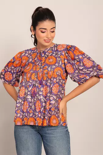Multi cotton floral top
