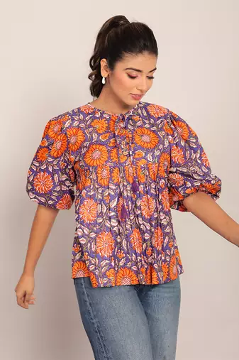 Multi cotton floral top