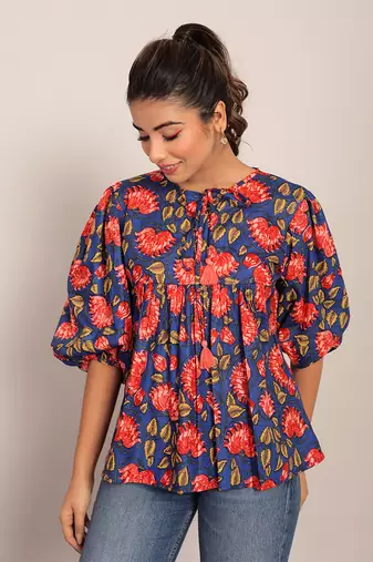Multi cotton floral top