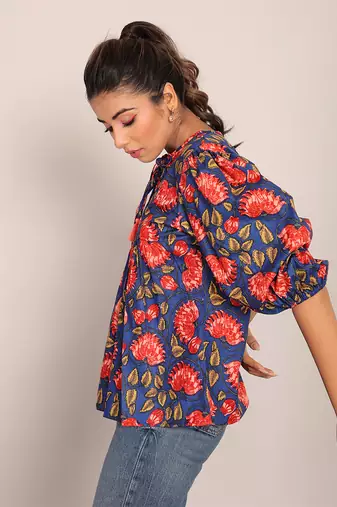 Multi cotton floral top