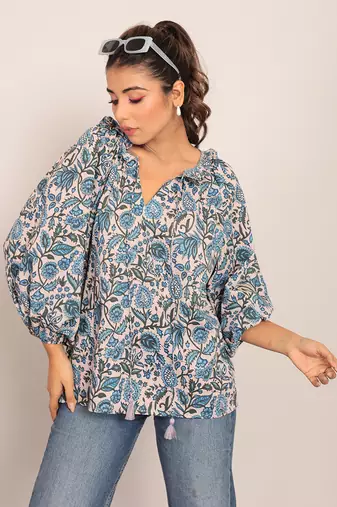 Multi cotton floral top