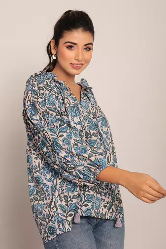 Multi cotton floral top