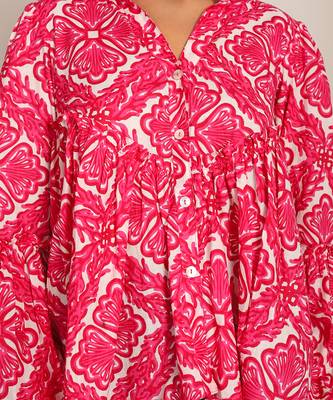 Pink and white cotton floral top 5